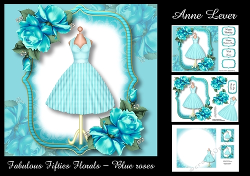 Fabulous Fifties Florals - Blue Roses