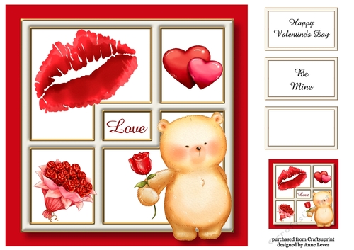 Teddy & Kisses Valentine 8x8