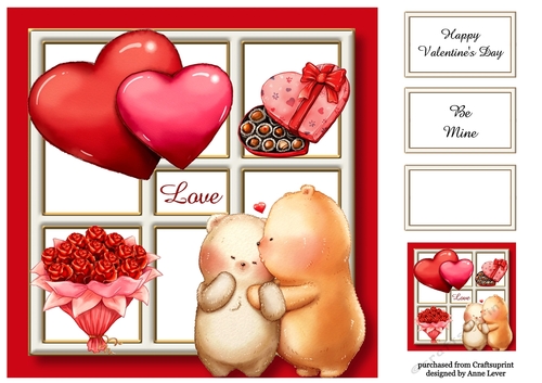 Teddy & Hearts Valentine 8x8