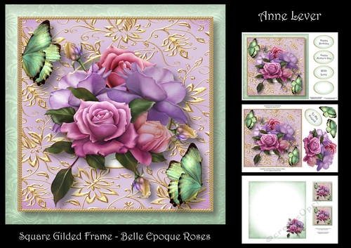 Square Gilded Frame - Belle Epoque Roses