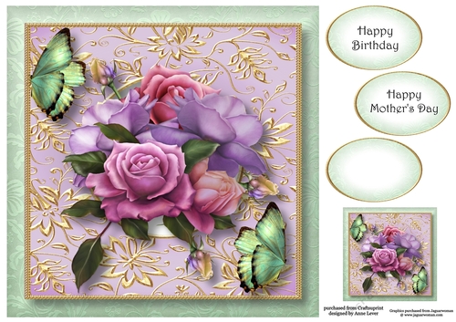 Square Gilded Frame - Belle Epoque Roses 8x8