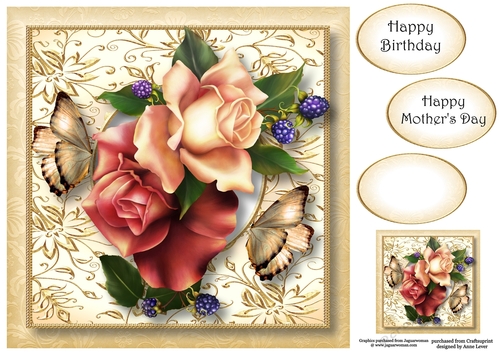 Square Gilded Frame - August Mood Roses 8x8