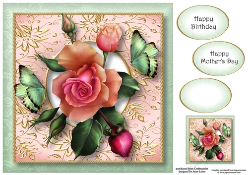 Square Gilded Frame - Persian Roses 8x8