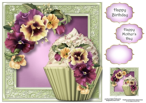Muted Pansies Cupcake 8x8
