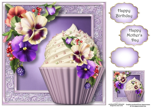 Pansy Riot Cupcake 8x8