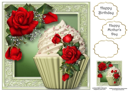 Claires Red Roses Cupcake 8x8