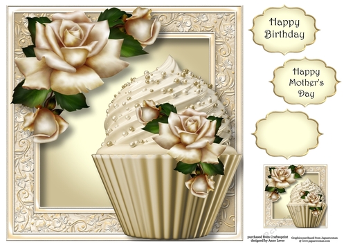 Ivory Roses Cupcake 8x8