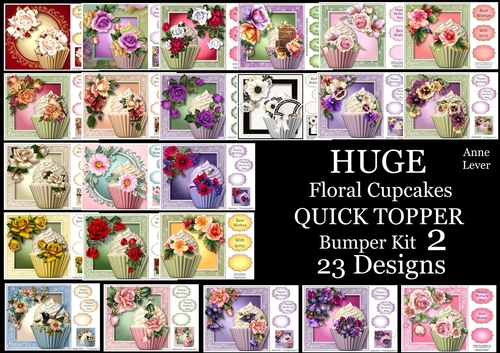 HUGE Floral Cupcakes QUICK TOPPER Bumper Kit 2