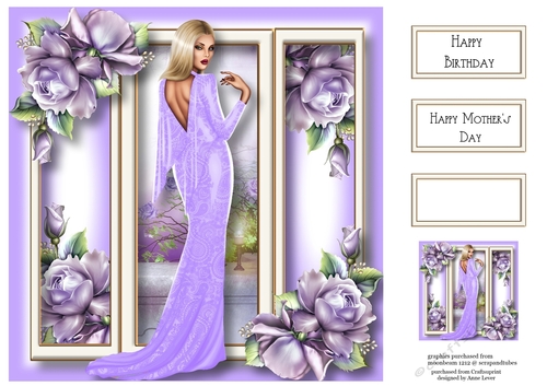 Elegance With Purple Roses 8x8