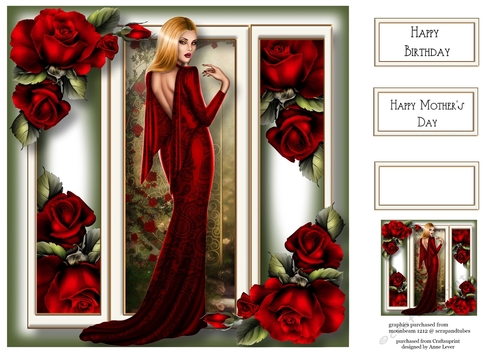 Elegance With Red Roses 8x8