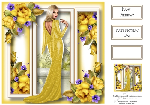 Elegance With Yellow Roses 8x8