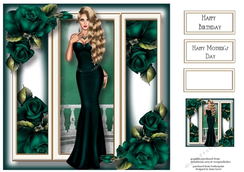 Elegance With Teal Roses 8x8