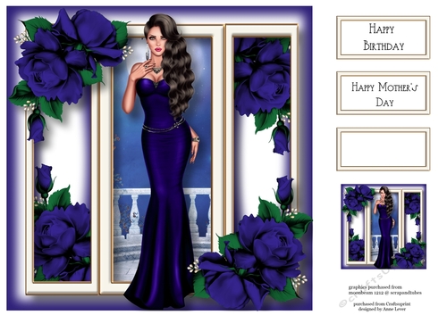 Elegance With Royal Blue Roses 8x8