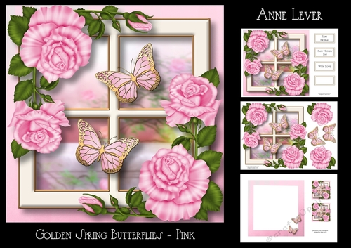 Golden Spring Butterflies - Pink