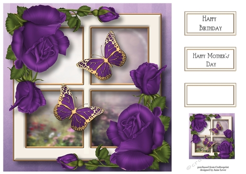 Golden Spring Butterflies - Purple 8x8