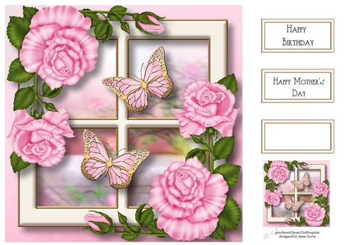 Golden Spring Butterflies - Pink 8x8