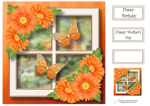 Golden Spring Butterflies - Orange 8x8