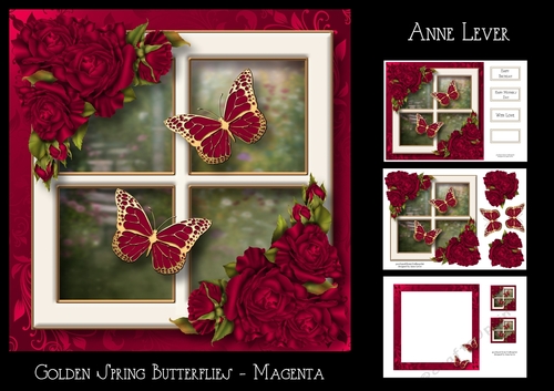 Golden Spring Butterflies - Magenta