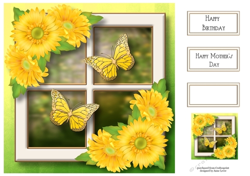 Golden Spring Butterflies - Yellow 8x8