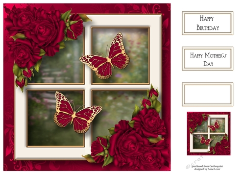Golden Spring Butterflies - Magenta 8x8