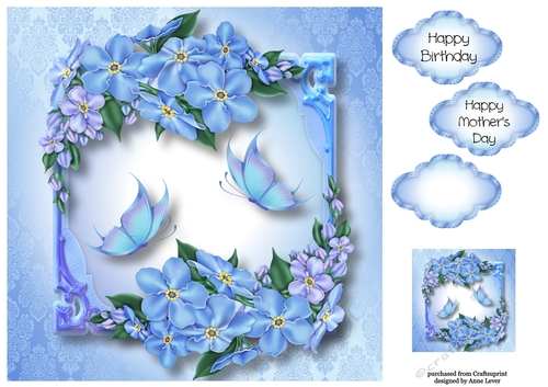 Fabulous Forget-Me-Nots & Butterflies 8x8