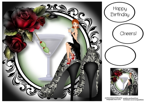 Stilettos & Cocktails - Zebra - Version 1 8x8
