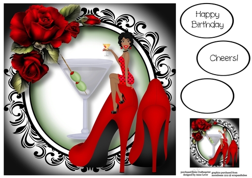 Stilettos & Cocktails - Red - Version 2 8x8