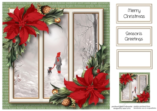 Christmas Scenic Trio - A Winter Dog Walk 8x8