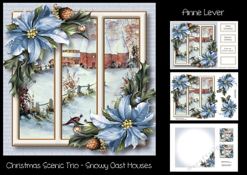 Christmas Scenic Trio - Snowy Oast Houses