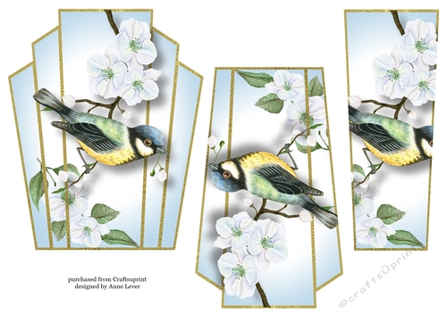 Art Deco Watercolour Stacker - Blue Tit & Blossom