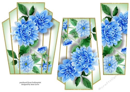 Art Deco Watercolour Stacker - Blue Dahlias
