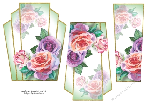 Art Deco Watercolour Stacker - Purple & Peach Roses