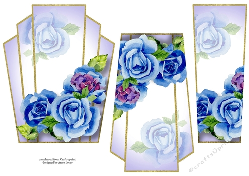 Art Deco Watercolour Stacker - Blue Roses