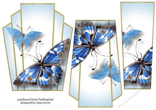 Art Deco Watercolour Stacker - Blue Butterfly