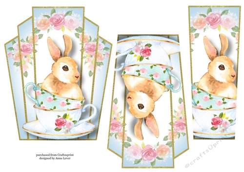Art Deco Watercolour Stacker - Bunny In A Cup