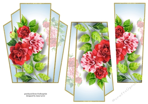 Art Deco Watercolour Stacker - Red Camellias
