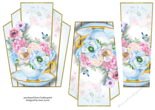 Art Deco Watercolour Stacker - Floral Teacups