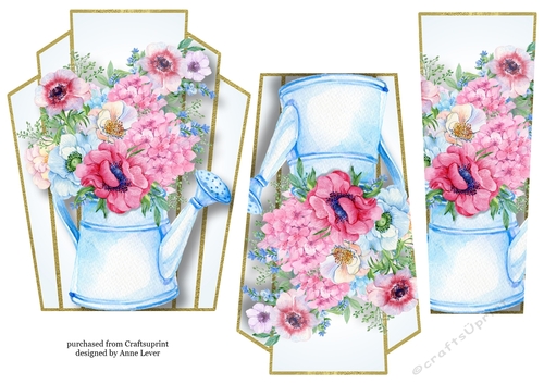 Art Deco Watercolour Stacker - Floral Watering Can