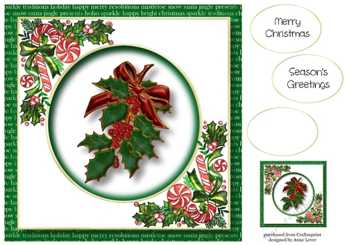 Enameled Christmas - Holly 8x8