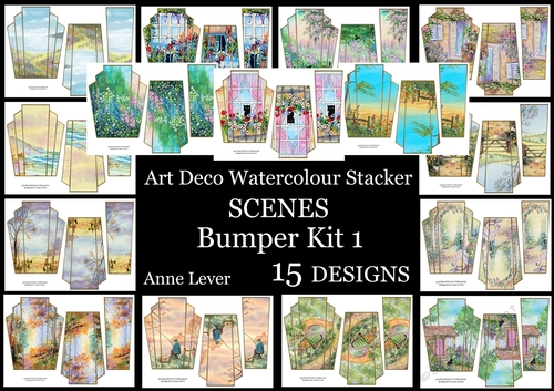 Art Deco Watercolour Stacker SCENES Bumper Kit 1