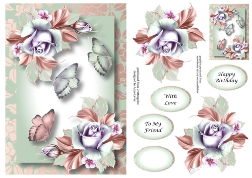 Pastel Butterflies & Spring Roses A5