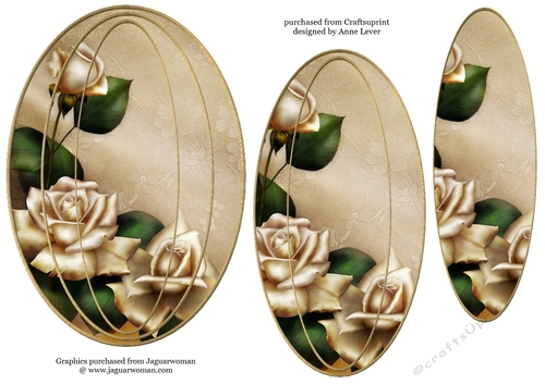 Elongated Oval Stacker - Antique Roses