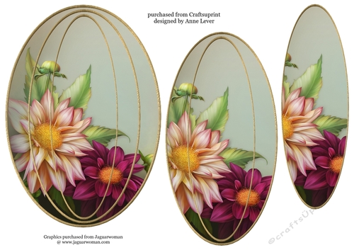Elongated Oval Stacker - Dahlias