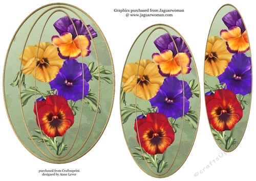 Elongated Oval Stacker - Pansies