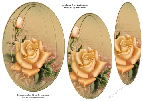 Elongated Oval Stacker - Yellow Edwardian Roses