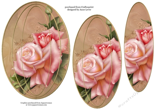 Elongated Oval Stacker - Pink Edwardian Roses