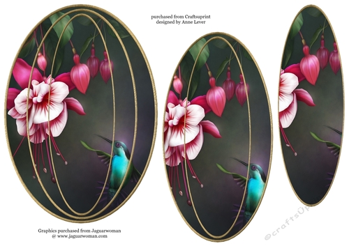 Elongated Oval Stacker - Fuschia Hummingbird