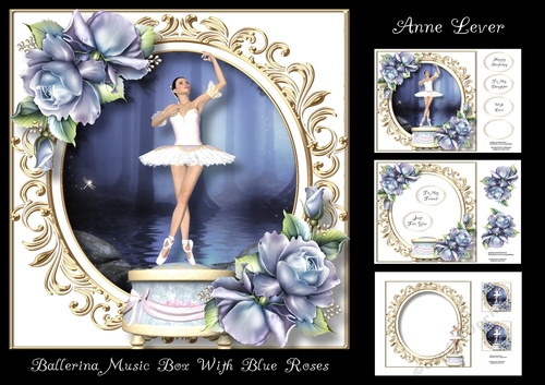 Ballerina Music Box With Blue Roses