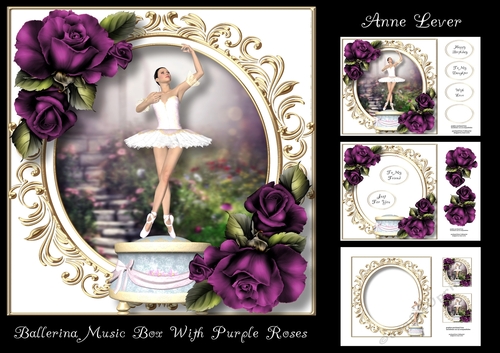 Ballerina Music Box With Purple Roses