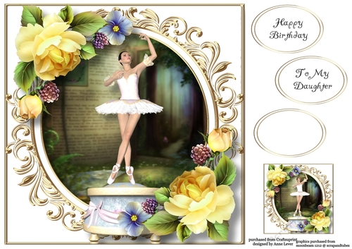 Ballerina Music Box With Yellow Roses 8x8